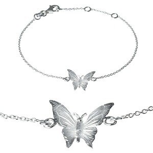 Karkötő 925 ezüstből - gravírozott pillangó finom láncon