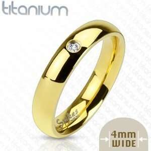 Titánium jegygyűrű arany színben cirkonkővel, 4 mm - Nagyság: 50