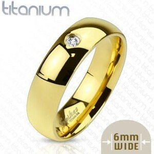 Titánium karikagyűrű arany színben cirkonkővel, 6 mm - Nagyság: 49