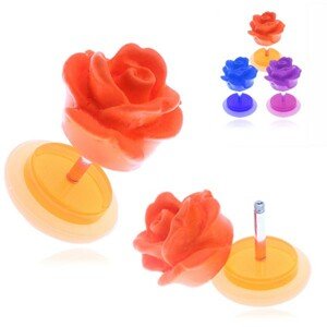 Hamis akril piercing a fülbe - színes matt rózsa - A piercing színe: Narancssárga