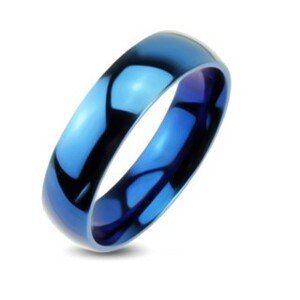 Kék színű fém gyűrű - sima karika tükörfény ragyogással - Nagyság: 49
