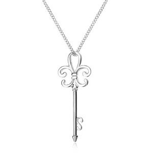 925 ezüst nyakék, lánc és kulcs medál, Fleur de Lis