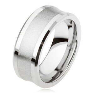 Tungsten gyűrű ezüst színben, matt középső sáv, fényes szegélyek - Nagyság: 59