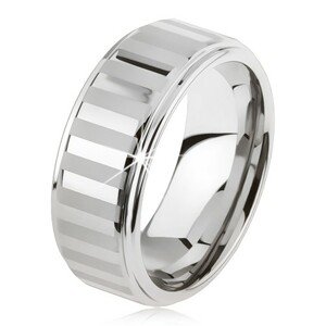 Tungsten gyűrű, ezüst színben, fényes és matt sávok - Nagyság: 54