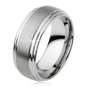Sima tungsten gyűrű, enyhén kidomborodó, matt felszín, ezüst szín - Nagyság: 54
