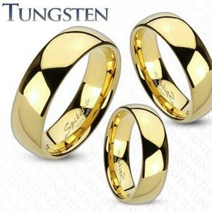 Tungsten gyűrű arany színben, fényes és sima felület, 6 mm - Nagyság: 69