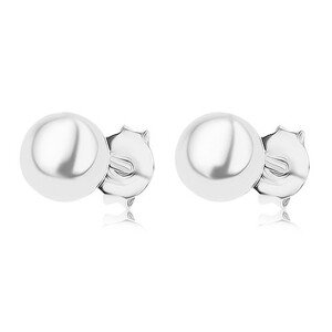925 ezüst fülbevaló, gömbölyű fehér színű gyöngy, 6 mm