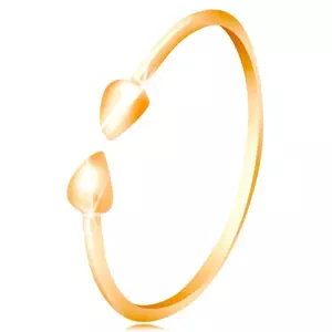 Sárga 14K arany gyűrű - fényes szárak apró csepp formájú végekkel - Nagyság: 48