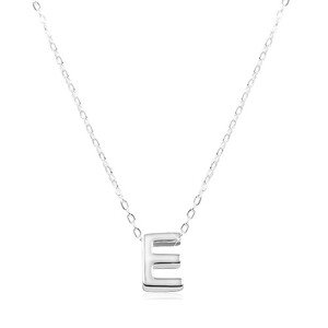925 ezüst nyaklánc, fényes lánc, nagy nyomtatott E betű