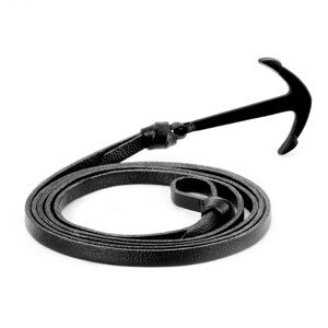 Fekete csukló köré tekerhető bőr karkötő – csuklóra tekerhető, fekete matt horgony