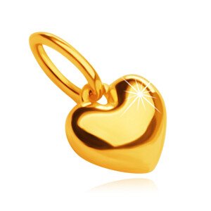 9K arany medál - tükörsima felületű szív, 5 mm
