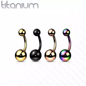 Titánium köldök piercing - egyszerű golyók, különböző színek, PVD bevonat - Szín: Arany