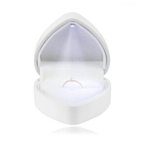 LED-es díszdoboz gyűrűkhöz - szív, fényes fehér színben