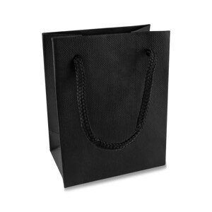 Kis papír ajándék táska - fekete, rács mintás, matt