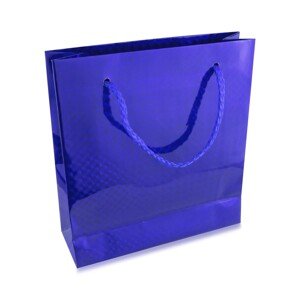 Papír ajándék táska- hologramos, kék színű, fényes felülettel
