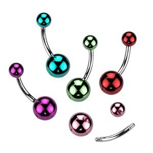 316L sebészeti acél szemöldök piercing - színes akril golyók üvegréteggel - A piercing színe: Lila