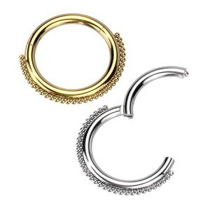 Sebészeti acél piercing - karika gyöngysorral, 10 mm - Szín: Ezüst
