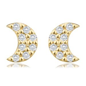 585 sárga arany fülbevaló - hold, minden fülbevalóban nyolc átlátszó gyémánttal