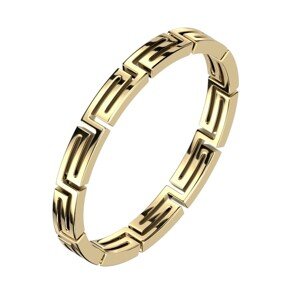 316L acél gyűrű - görögkulcs motívum, arany színben  - Nagyság: 65