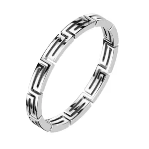 316L acél gyűrű - görög kulcs motívum, ezüst színben  - Nagyság: 54