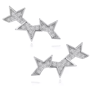 925 ezüst fülbevaló - csillag szegmensek átlátszó cirkóniákkal, stekkerzár