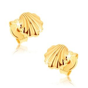 Fülbevaló 9K sárga aranyból - fényes tengeri kagyló