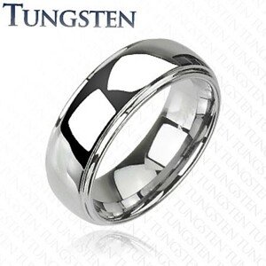 Tungsten gyűrű - fényes, kidomborodó középső résszel - Nagyság: 63