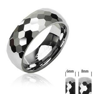 Tungsten - wolfram karikagyűrű, disco minta - Nagyság: 59