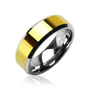 Tungsten - wolfram karikagyűrű, arany középső sáv - Nagyság: 62
