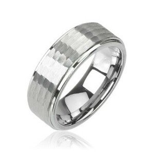 Volfrám gyűrű ezüst színben, csiszolt minta, 8 mm - Nagyság: 59