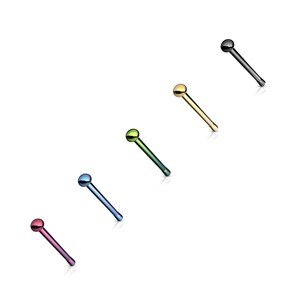 Orrpiercing sebészeti acélból, egyenes, mérsékelten kidomborodó fejecske - A piercing vastagsága: 1 mm, A piercing színe: Arany