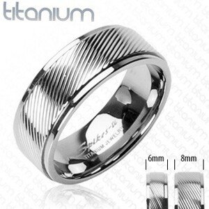 Titánium gyűrű - ferde bemart vonalak - Nagyság: 49