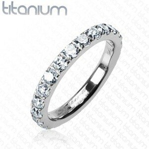 Titánium gyűrű - tiszta kerek cirkónia kövek - Nagyság: 50