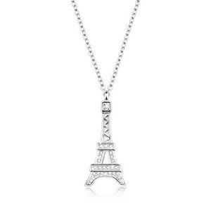 Ezüst nyaklánc 925, nyaklánc és medál, Eiffel - torony cirkóniával