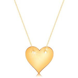 Nyaklánc 14K sárga aranyból - szimmetrikus, lapos szív, finom lánc