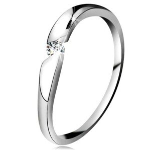 Gyémánt gyűrű fehér 14K aranyból - átlátszó briliáns ferde kivágásban - Nagyság: 58