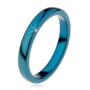 Gyűrű volfrámból - sima kék karika, lekerekített, 3 mm - Nagyság: 52