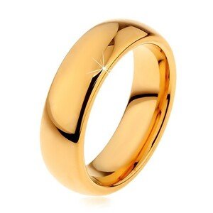 Fényes volfrám gyűrű arany színben, sima lekerekített felület, 6 mm - Nagyság: 49