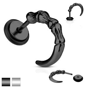 Hamis plug sebészeti acélból, hajlított karom, kör gumival - A piercing színe: Fekete