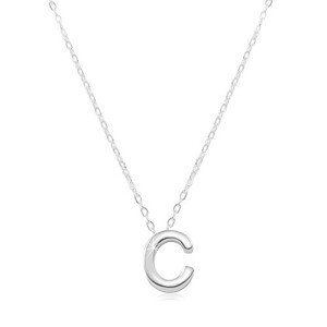 925 ezüst nyaklánc, fényes lánc, nagy nyomtatott C betű