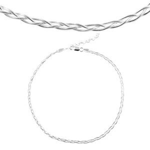 925 ezüst nyaklánc, kígyó minta három láncból összefonva