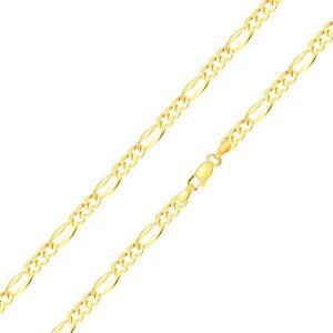 585 arany nyaklánc - Figaro minta, három ovális és egy hosszúkás láncszem, 550 mm
