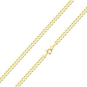 9K sárga arany nyaklánc - enyhén lemetszett hatszög láncszemek, 450 mm