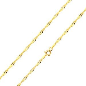 9K sárga arany nyaklánc - spirálisan rendezett ovális láncszemek, 450 mm