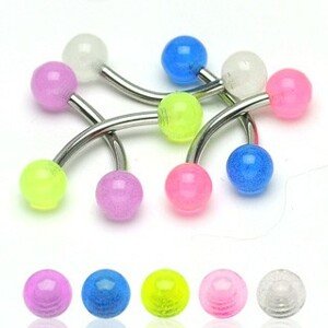 Szemöldök piercing - átlátszó színes golyócskák 4 mm - A piercing színe: Rózsaszín