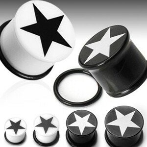 Fül piercing csillag logóval - Vastagság: 12 mm, A piercing színe: Fekete