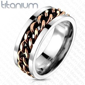 Titánium gyűrű - réz színű lánc - Nagyság: 67