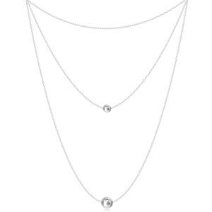 925 ezüst nyaklánc - három különböző hosszúságú lánc, két sima, fényes gyöngysor