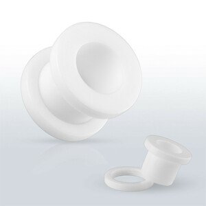 Fehér akril fültágító- sima felület, csavaros rögzítés - Vastagság: 3 mm