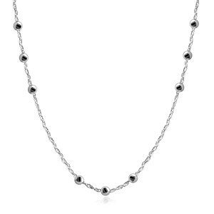 925 Ezüst nyaklánc - gyöngyök, kettős  láncszemek, rugós gyűrűzár.